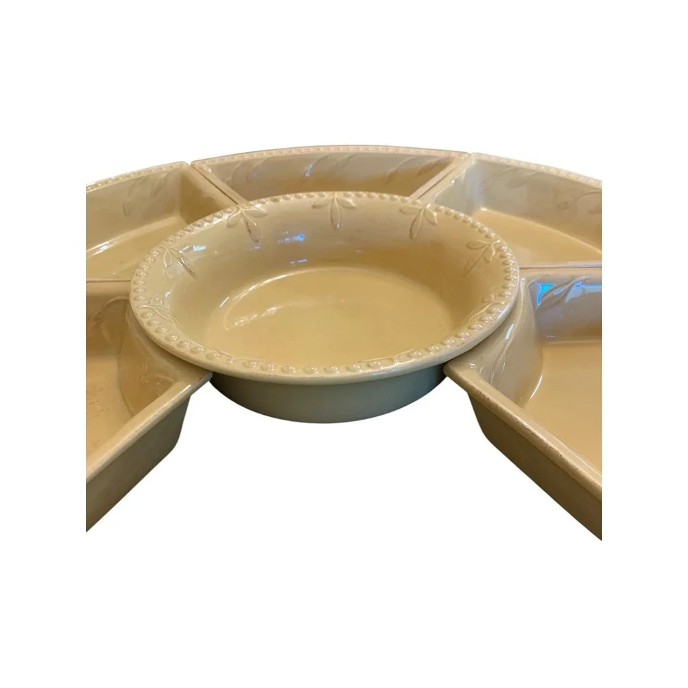 Signature Sorrento Wheat Gold 7 Piece Lazy Susan by Debby Segura 2006 Large 20